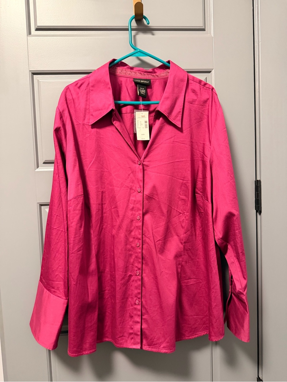 Lane Bryant Fuchsia Button-Down Shirt 26/28 NWT